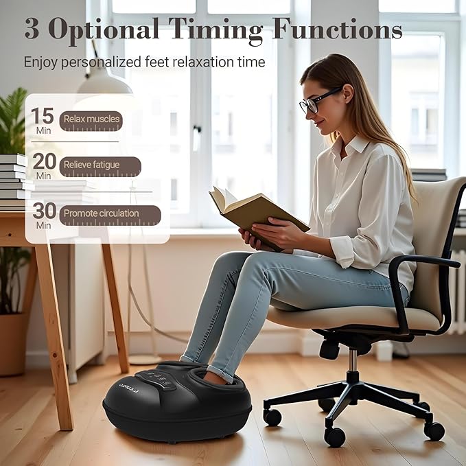 FSA Eligible HSA Foot Massager with Heat [Remote Control], Shiatsu Foot Massager Machine with 5 Compression Levels, Electric Feet Massager for Foot Pain Relief, Gifts for Elderly Senior Parents