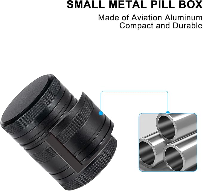 Pill Box 2 Times a Day - Metal Pill Case, Portable Daily 2 Compartment Pill Container, Waterproof Travel Aluminum Pill Holder for Fish Oils, Vitamin, Fish Oil, Supplements