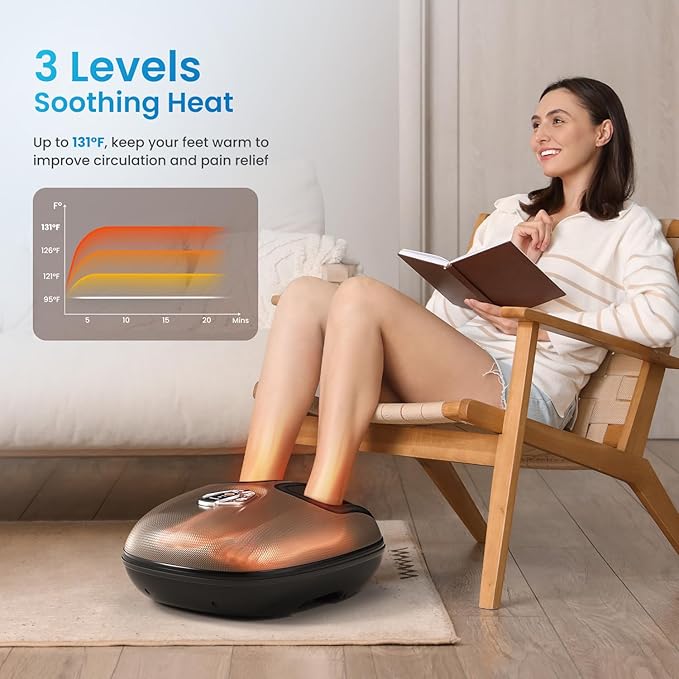 RENPHO Foot Massager Machine with Heat [2026 Upgraded], Shiatsu Foot Massager for Plantar Fasciitis, Birthday Gifts for Women Men, Cordless Control, Best Gifts for Women/Mom/Wife, Brown