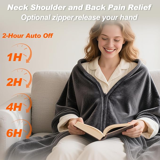 Extra Large Heating Pad for Back Pain Period Cramps Relief, King Size 59x27 Full Body Wrap Around Electric Heat Pad, Plug in Wearable 2 in 1 XXL Heat Cloak, Gift for Women Men Elders Home Office Use