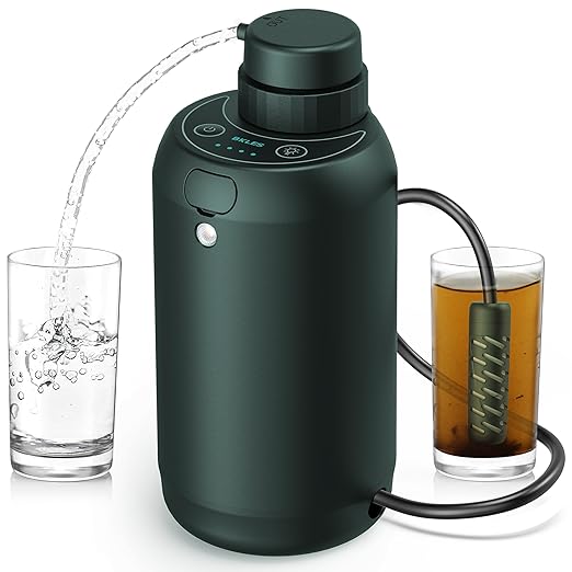 Camping Water Filter – Water Filtration System Survival with 0.01 Micron, 6-Stage Portable Water Filter, Electric Emergency Water Purifier with SOS Light for Hiking, Travel, Backpacking – Green