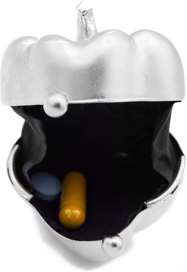 Silver Pepper Shaped Pocket Purse Portable Travel Pill Box & Medicine Organizer (1 Large Compartment)