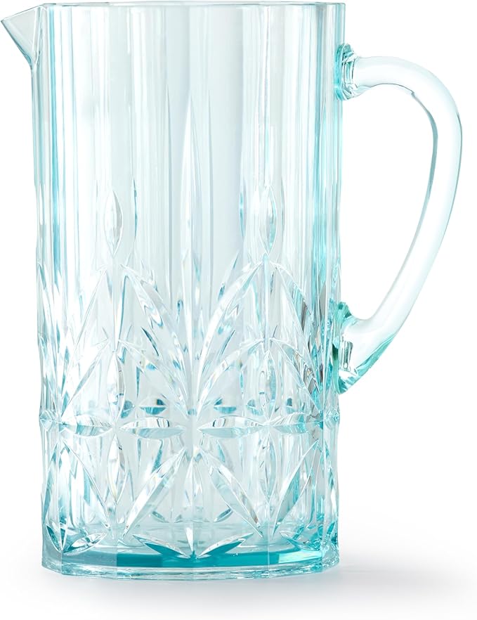 BELLAFORTE Shatterproof Tritan Plastic Water Pitcher With Lid, Myrtle Beach 88oz Unbreakable Water Jug with Handle Perfect for Orange Juice, Iced Tea & Beverage - Dishwasher Safe - BPA Free - Teal