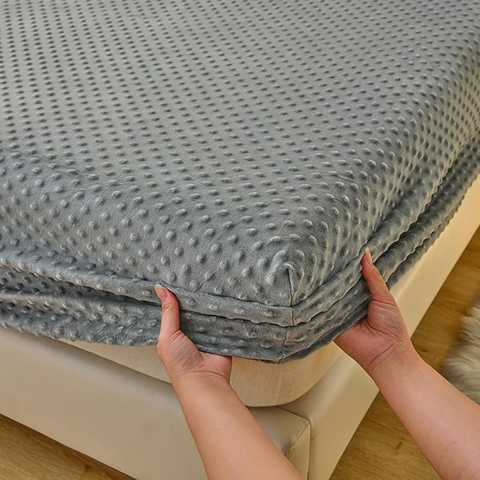 ZIQINPSQ Coral Velvet Fitted Sheet-Thickened Cold-Resistant and Warm Bed Sheets-Soft Velvet Fleece Fitted Sheets with-Elastic All Around. (Darkgray, California King)