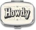 Howdy Western Pill Box 2 Compartment Portable Medicine Pill Case Travel Pill Organizer for Pocket Purse
