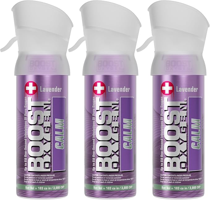 Boost Oxygen Pocket Size Calm Lavender Aroma 3L Canister | Respiratory Support for Aerobic Recovery, Altitude, Performance & Health (3 Pack)