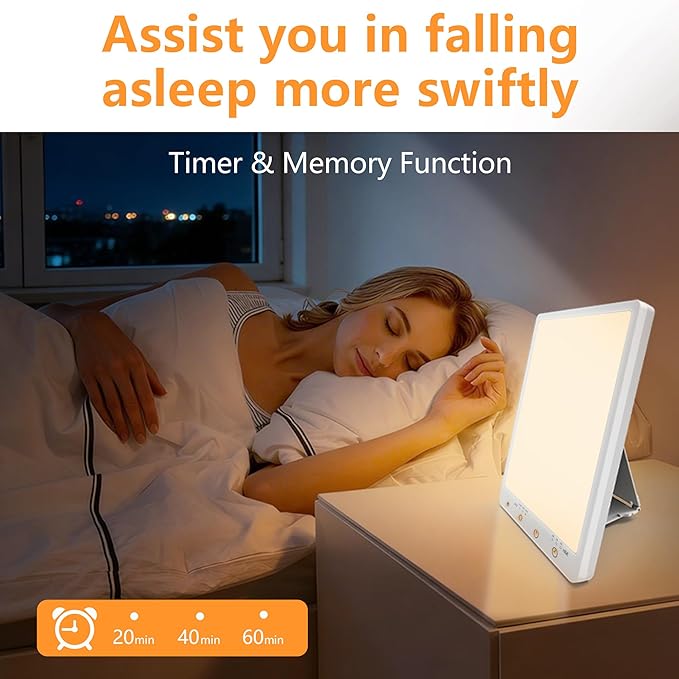 Light Therapy Lamp,10000 Lux Light Therapy Lamp -Full Spectrum Llight Therapy,3 Color Touch&Wall Mountable Daylight Therapy Lamp,Sunlight Lamp with Memory Function for Home & Office