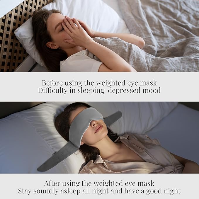 Weighted Eye Mask for Sleeping, Blackout Gravity Sleep Masks Women, Cloud-Like Comfort Softness, 3D Contoured, Memory Foam