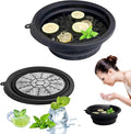 Ice Bowl for Face with Built-in Ice Tray, Foldable Silicone Face Bowl for Ice, Facial Ice Bath Bowl, Skin Tightening & Acne Relief, Portable Ice Face Bowl for Home Travel - Black
