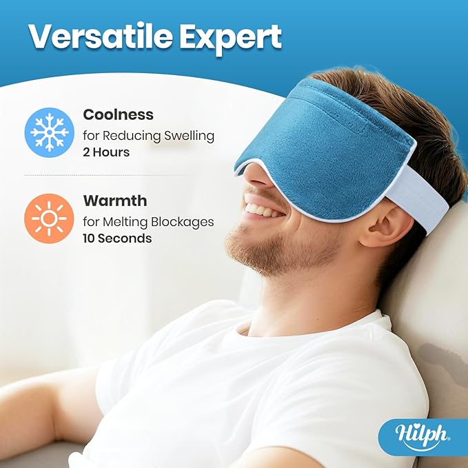 Hilph Microwave Heated Eye Mask for Dry Eyes with 3D Contoured - Zero-Pressure Design Moist Heat Therapy Warm Eey Compress to Relieve Stye, Fatigue, Migraine, Perfect for Sleeping & Meditation