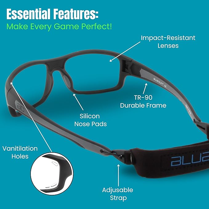 BLUE CUT Sports Protection Goggles, Photochromic Lenses Safety Glasses for Basketball, Pickleball Indoor Outdoor Sports