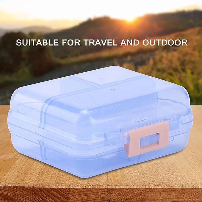 7 Grids Weekly Pill Box Portable Medicine Storage Box Foldable Drug Case Tablet Organizer for Travel (Blue)