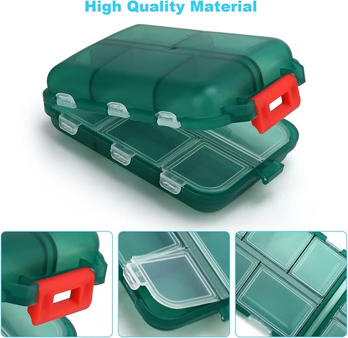 2PCS Small Travel Pill Box, Cute Pill Organizer Case, Travel Portable Medicine Organizer Pill Container for Purse, with 10 Compartments for Different Medicines, by MsfIAIoo