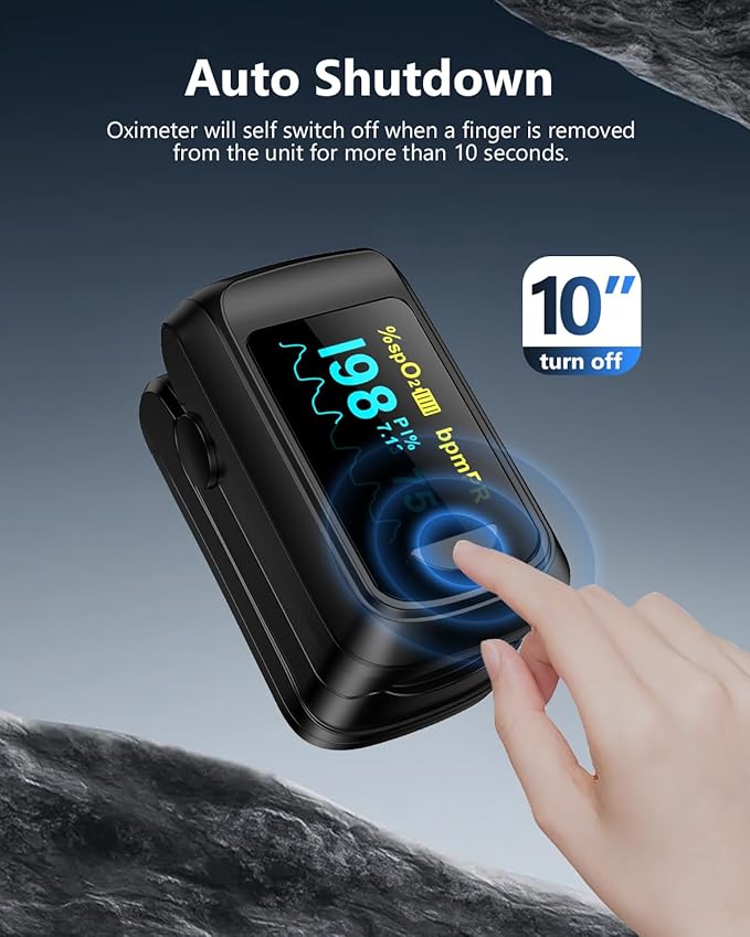 Fingertip Pulse Oximeter HealthTree Blood Oxygen Monitor Pulse Ox, Heart Rate monitor and Spo2 Reading Oxygen Meter Included Lanyard and AAA Batteries