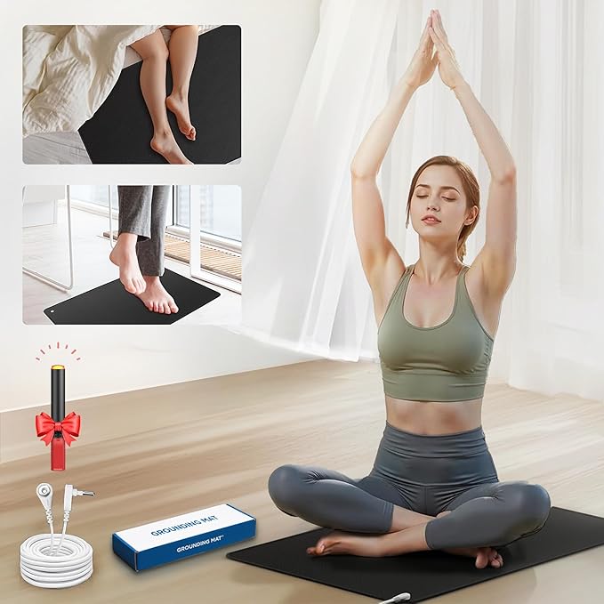 Grounding Mat, Grounding Pad with Conductivity Test Pen & 15ft Grounding Cord, Indoor Grounding mat,Grounding Mats for Pain Relief, Relaxation & Stress Relief (24.1x16in)