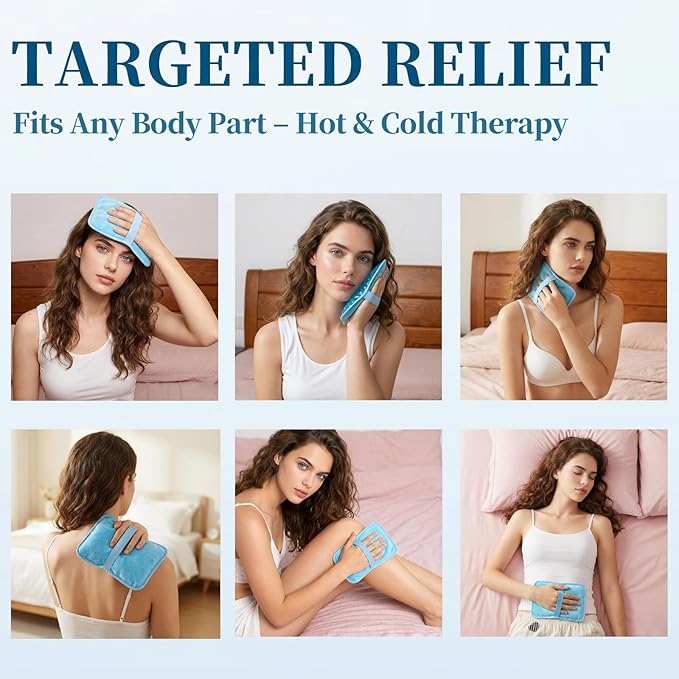 2 Pack Ice Pack with Strap – Flexible Gel Pack for Targeted Hot & Cold Therapy, Gel Bead Ice Pack for Knee Shoulder Back or Wisdom Tooth Support, Ice Packs for Injuries Portable Compress