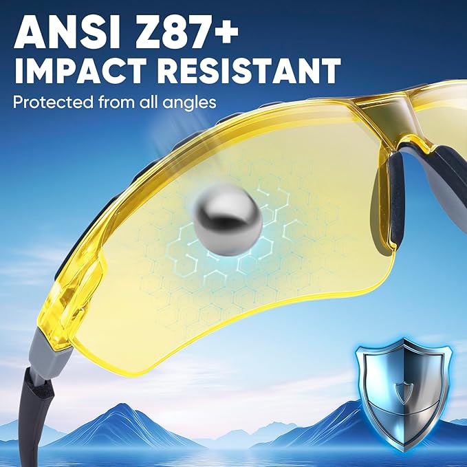 TICONN Anti-Fog Safety Glasses for Men and Women, ANSI Z87.1 Scratch Proof Eye Goggles with Adjustable Arms and UV Protection