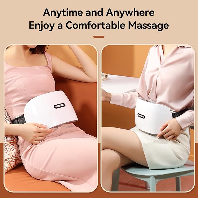 Electric Double Disc Abdominal Massager with Heat for Flatulence and Period Cramps, Belly and Stomach Massager for Digestion and Constipation