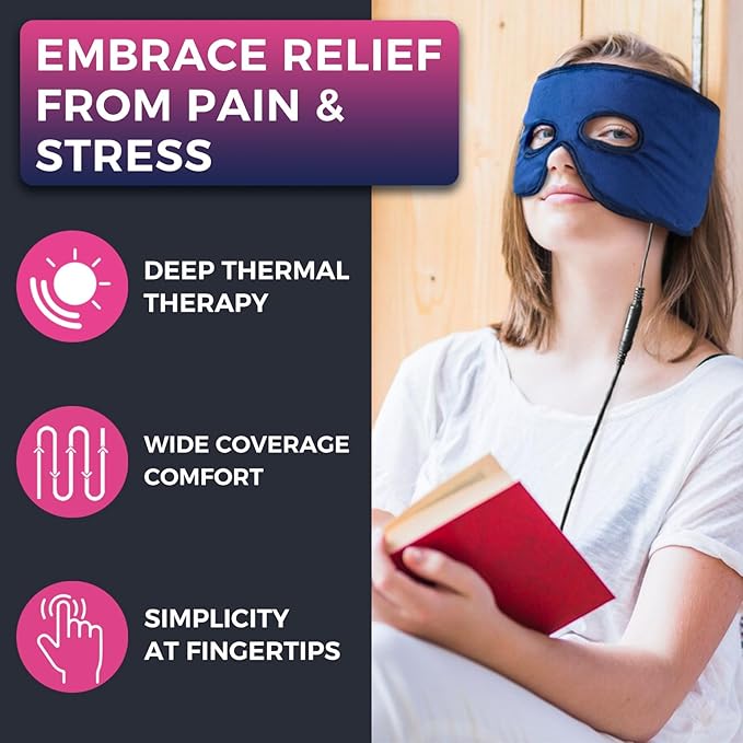 CREATRILL Heated Eye Mask for Sinus Pressure Relief, Migraine Headache Relief, Moist Heat Eye Compress, Face Heating Pad