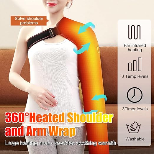 Shoulder Arm Hand Heating Pad for Pain Relief, Ultra Long Heated Wrist Wrap Heated Elbow Brace Hand Warmer for Tendonitis, Arthritis, Sports Injury Recovery, 3 Temperature Settings & Timer