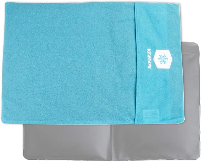 ICEWRAPS Reusable Ice Pack with Soft Fabric Cover and Ice Pack Cover for 10"x14" - Clay Ice Pack for Injuries - Reusable - Cold Pack Sleeve Keeps Pack Clean and Skin Protected, Reusable, Washable
