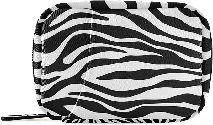 xigua Zebra Pill Case 7-Day Travel Pill Organizer Box with Zipper Closure for Vitamins, Medication and Supplements