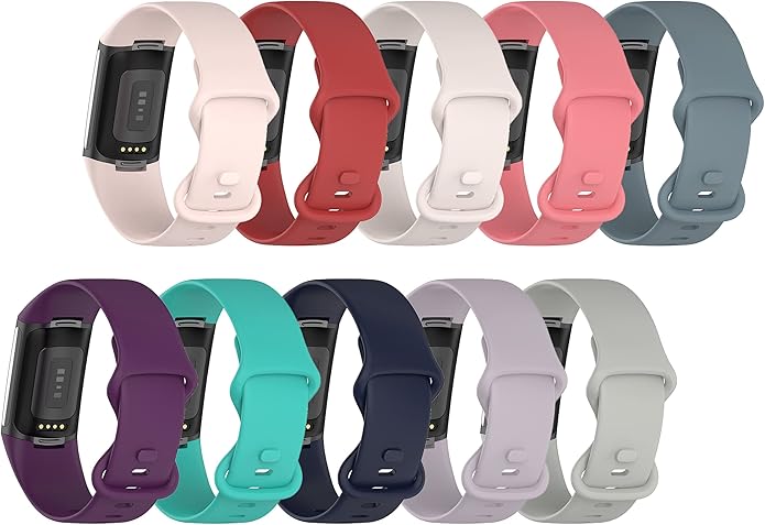 Compatible Soft Silicone Bands Sports Wristbands Replacement for Fitbit Charge 5&Charge 6 Advanced Fitness & Health Tracker Accessories Small/Large Watchbands
