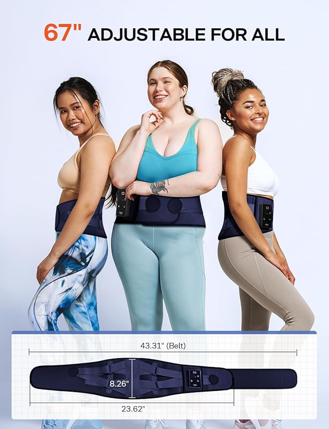 ALLJOY 67" Cordless Heating Pad for Back Pain Relief FSA Eligible HSA, Portable Lower Back Massager with 3 Heat 5 Vibration, Wireless Heating Pad for Cramps,Rechargeable Back Support Heat Massage Belt