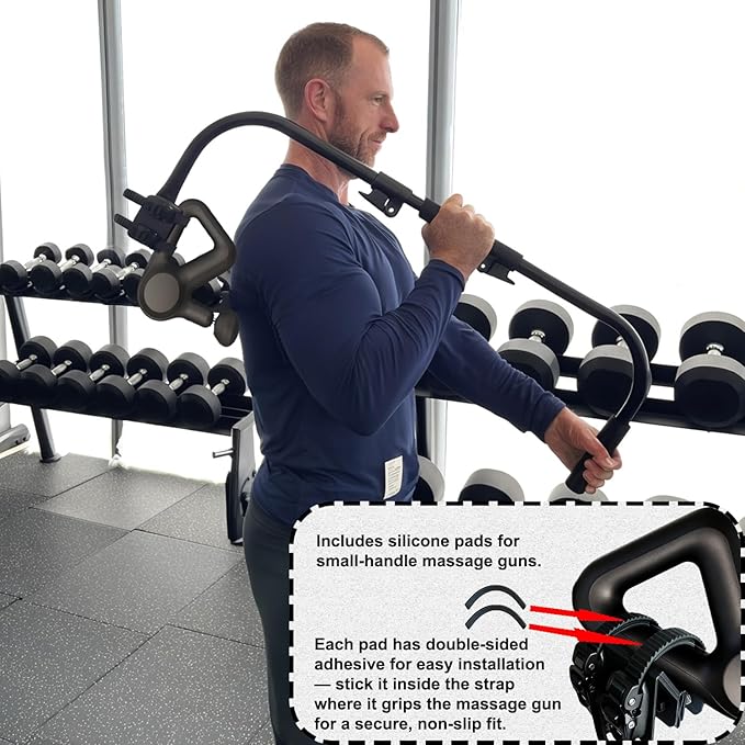Adjustable Massage Gun Holder with 32"-37" Length Range for Back, Neck, and Shoulders – Compatible with Most Massage Guns, Ergonomic Design for Hard-to-Reach Areas, Ideal Gift for Women and Men