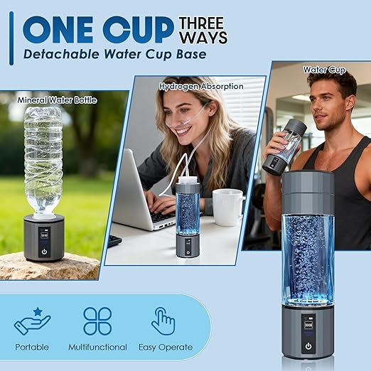 Premium Hydrogen Water Bottle Generator, Up to 6700+ PPB Water Hydrogenator with Color Screen and Timer-Enabled, 8 oz Hydrogenated Water Bottle, SPE+PEM Tech, Hydrogen Water Generator, Gift Box