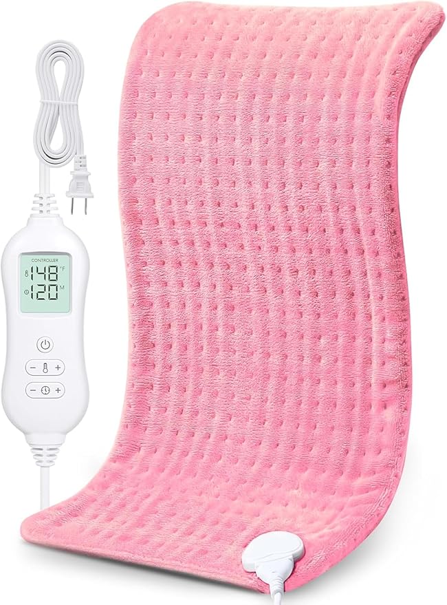 NOWWISH Heating Pad for Back Pain Relief & Period Cramps, 12x24 Inches Electric Heating Pad with 10 Heat Settings, Timer and Auto Shut-Off, Machine Washable, Mothers Day Gifts for Mom Women, Pink