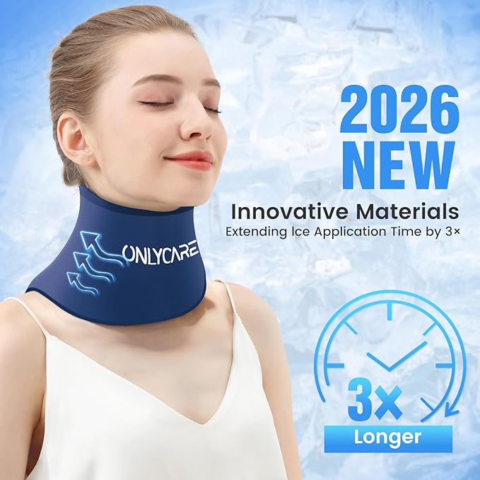 ONLYCARE Neck Ice Pack Wrap Gel - Upgraded Shoulder Ice Packs for Injuries Reusable, Hot and Cold Compress Ice Packs for Neck, Relief of Pain, Office Pressure, Swelling, Sprains