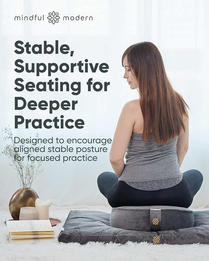 Mindful & Modern Zabuton Meditation Mat - Cotton Filled Yoga and Meditation Pad - Zabuton Meditation Cushion for Kneeling and Sitting Support - Large Rectangular Sitting Floor Pillow for Bench or Zafu
