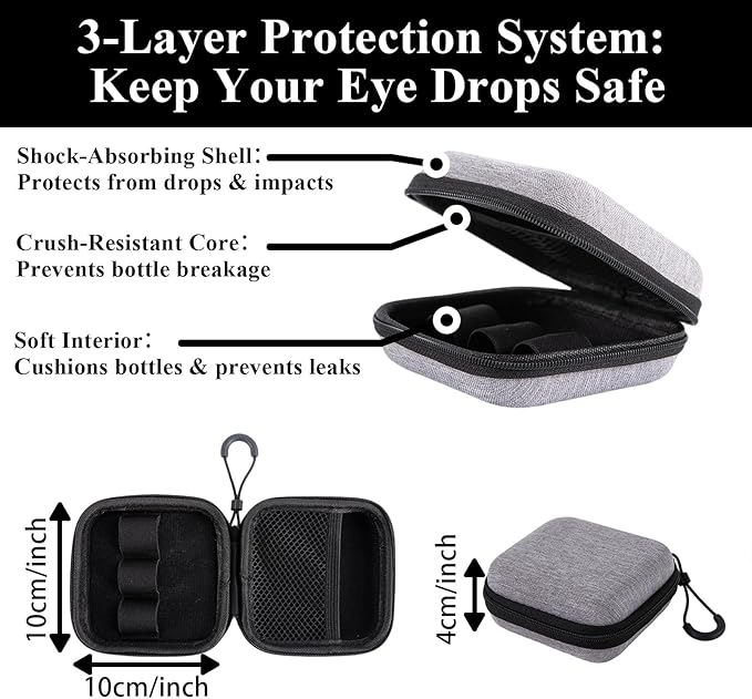 Multi-Functional Medicine & Eye Drops Travel Organizer – Hardshell EVA Case with Elastic Bands & Mesh Pocket, Compact Carrying Container for Daily Pills, Small Bottles & Accessories