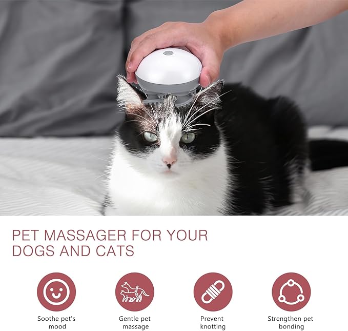 LOFICOPER Electric Scalp Massager, Pet Massager for Dogs and Cats, Handheld Electric Scalp with 4 Rotating Massage Heads, 96 Massage Nodes, for Pet Relaxation, Soothing Mood