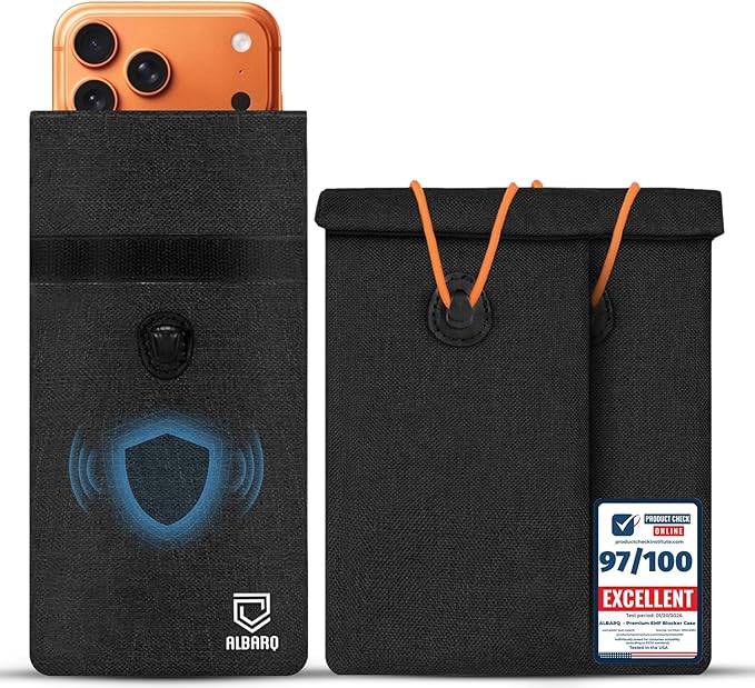Premium 2 Pack EMF Blocker Case For Cell Phone Size 8inx4in Fits All Smartphones Anti Shield Sleeve Pouch Cover Fabric Faraday Bags For Phones SmartDot 5G RF Car Key Signal Data Blocking Black Color