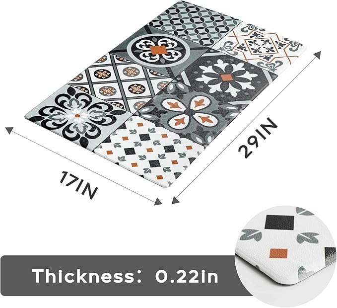 Ashler Kitchen Mats Cushioned Anti-Fatigue Kitchen Rugs, Non-Slip Waterproof Kitchen Floor Mats, Ergonomic Comfort Foam Standing Rug for Kitchen, Office, Floor, Laundry, Sink, 17x29 in, Black