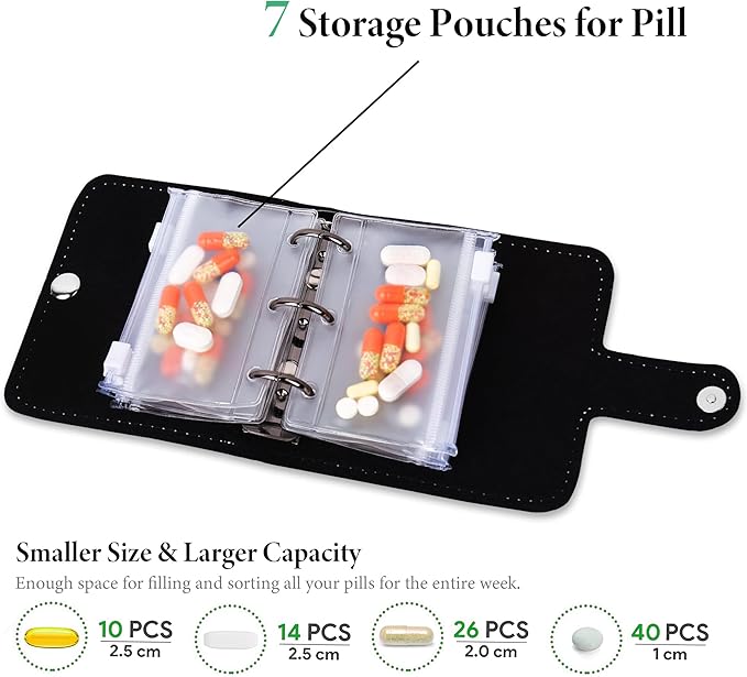 Pill Organizer,Pill Pouches Clear Plastic Pill Bags Self Sealing Travel Medicine Organizer Storage(1-Light Brown)