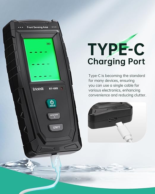 ERICKHILL 3 in 1 EMF Detector, Electromagnetic Field Radiation Detector for EF, RF, MF, WiFi,5G Signal,Triple Alarm Modes, Type-C Charging, EMF Meter for Home, Office, and Paranormal Investigation