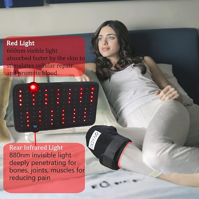 Red & Infrared Light Therapy Belt Wrap for Back Shoulder Neck Pain Relief Flexible Wearable Large Treatment Area Therapy Pad with Timer FDA Cleared Device