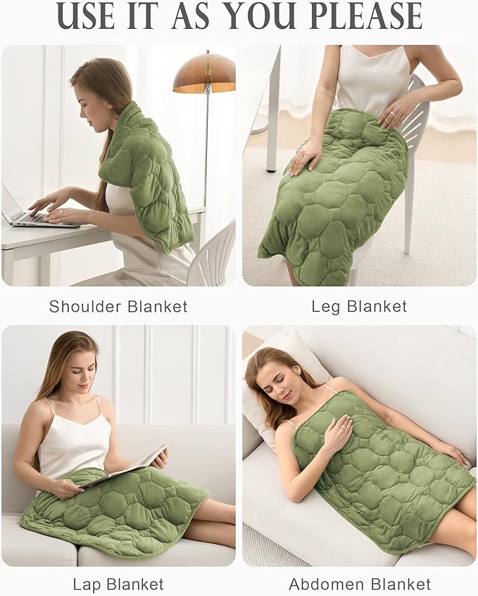 Cottonblue Weighted Lap Blanket Pad 7 lbs 29" x 24", Cozy Luxury Crystal Velvet Weighted Blanket for Adults, Small Weighted Blanket Throw All Season for Travel Relaxation Sleeping, Avocado Green