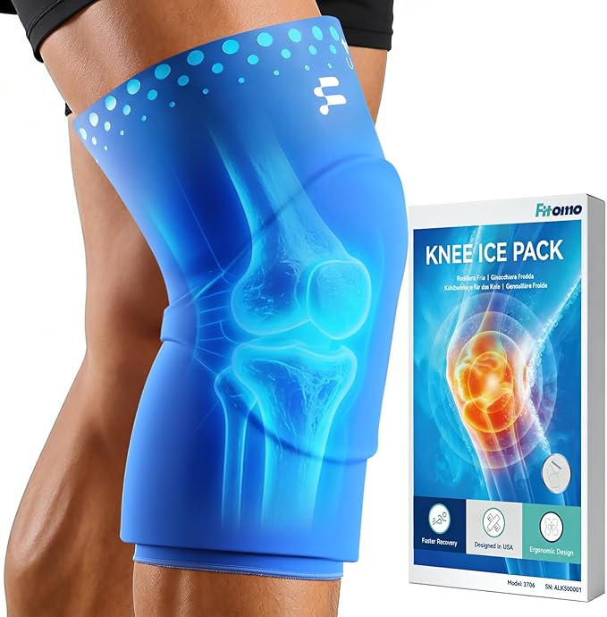 Knee Ice Pack Wrap Sleeve Thickened Core for Knee Pain, Targeted Swelling Relief During Recovery, Soft Flexible Gel, No Slip Compression Fit, Reusable Hot Cold Therapy for Post Activity, L