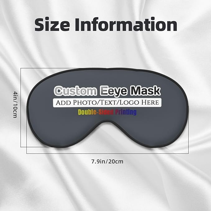 Personalized Eye Masks,Customized Sleep Blindfold Eye Mask,Custom Blackout Eye Cover with Adjustable Strap for Travel and Nap Dark Heather