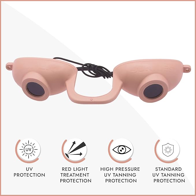 Super Sunnies EVO Flex UV Eye Protection, FDA Compliant, Tanning Bed Goggles, Red Light Theraphy Eyeshields with Case