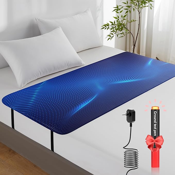 Grounding Mat for Bed, Earth Connected Mattress Cover Grounding Pad Grounded Kit, Cord Included (King)