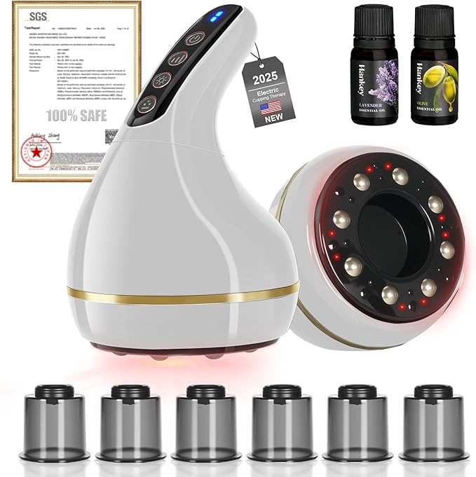 Upgrade 8-in-1 Cupping Kit for Massage Therapy【TOP.1 Germany Control System-100% Smart Massage】【Gua Sha +Red Light Therapy】【NO.1 Split Design】Cupping Set for Targeted Pain Relief,Knots (White)