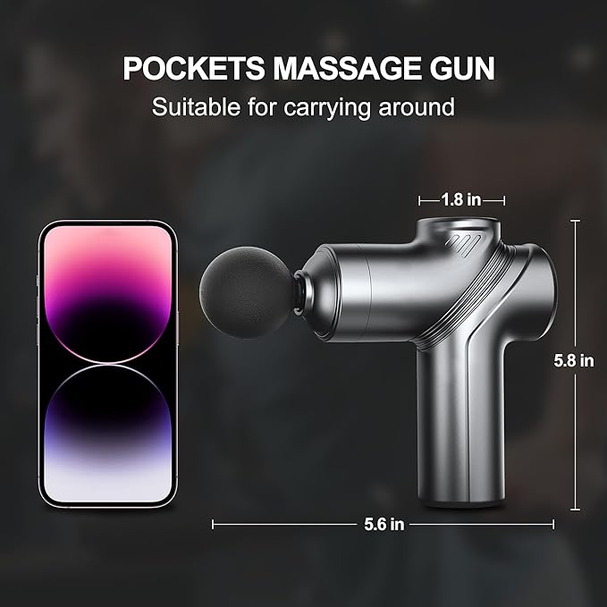 Mini Massage Gun,Portable Deep Tissues Muscle Massager, 4 Massages Head and 6 Speeds,Suitable Gifts for Fathers, Mothers, Women, and Men