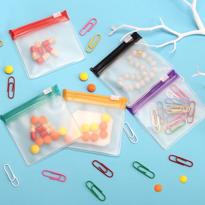 35+2 Pcs Pill Pouch Bags Zippered Pill Pouch Set with 2 Sheets Label, 7 Colors Pill Pouches for Medicine Travel Reusable Small Plastic Pill Bags for Travel/Home Daily use