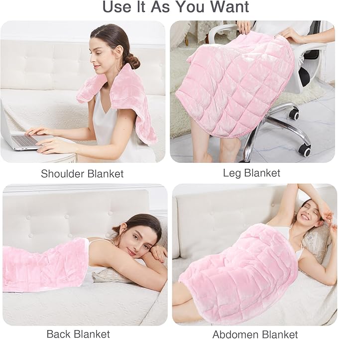 Alomidds Weighted Blanket 7lbs for Adults, Cozy Breathable Weighted Lap Blanket, Small Weighted Blanket Travel, Weighted Lap Pad for Couch, Sofa, Pink, 29" x 24"