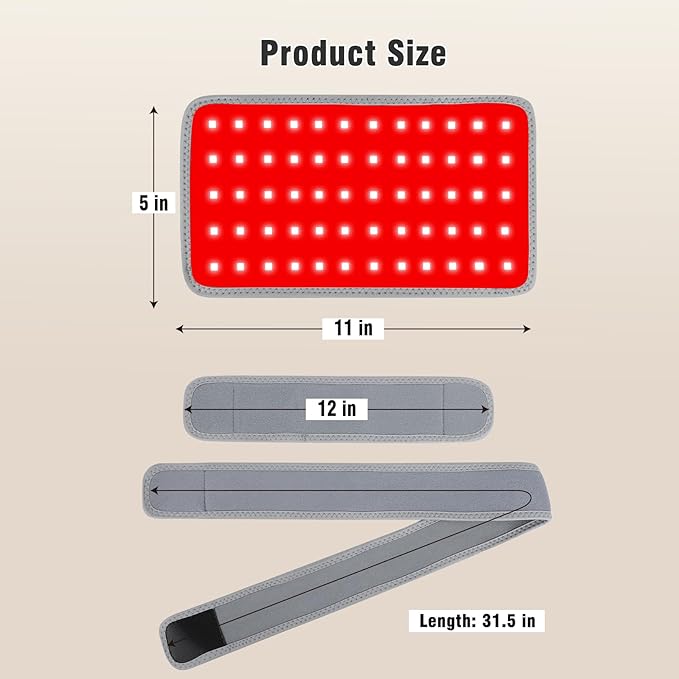Red Light Therapy for Body, Cordless Infrared Light Therapy Belt for Knee Back Neck Waist, Rechargeable Light Pad for Humans & Dogs, Portable Wrap with 660nm/850nm